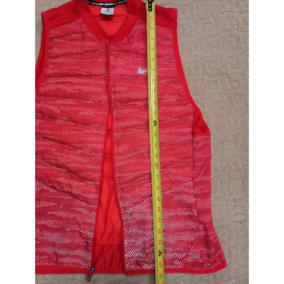 Nike Running Vest Womens Large Red 800 Aeroloft Goose Down Back Zipper Pocket - Picture 6 of 11